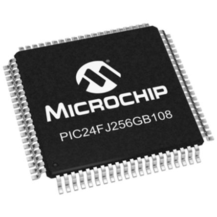 Microchip - PIC24FJ256GB108-I/PT - Microchip PIC24FJ ϵ 16 bit PIC MCU PIC24FJ256GB108-I/PT, 32MHz, 256 kB ROM W, 16 kB RAM, 1xUSB, TQFP-80		