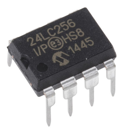 Microchip - 24LC256-I/P - Microchip 24LC256-I/P  EEPROM 惦, 256kbit,  - I2Cӿ, 900ns, 2.5  5.5 V, 8_ PDIPb		