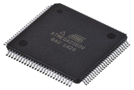 Microchip - ATMEGA2560V-8AU - Microchip ATmega ϵ 8 bit AVR MCU ATMEGA2560V-8AU, 8MHz, 4 kB256 kB ROM W, 8 kB RAM, TQFP-100		