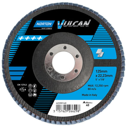 Norton - 63642502311 - Norton Flap Disc ϵ Vulcan 40 ĥP 63642502311, 13500rpm, 115mmֱ x 22mm 		