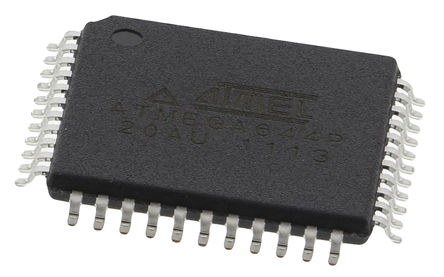 Atmel - ATMEGA644P-20AU - Microchip ATmega ϵ 8 bit AVR MCU ATMEGA644P-20AU, 20MHz, 2 kB64 kB ROM W, 4 kB RAM, TQFP-44		