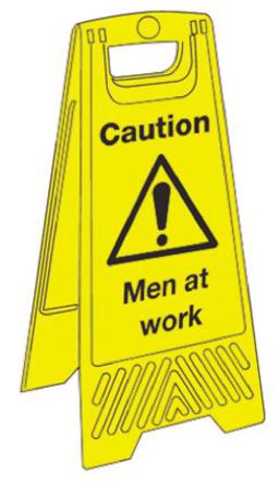 RS Pro - JANC169 - RS Pro JANC169 ɫ/Sɫ ӢZ ʽ PVC ΣU־ “Caution Men At Work“, 300 x 630mm		