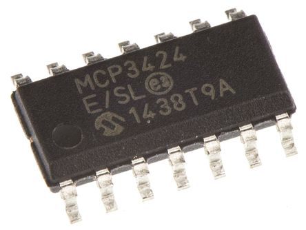 Microchip - MCP3424-E/SL - Microchip MCP3424-E/SL 4ͨ 18 λ ADC, ݔ, нӿ, 14_ SOICb		