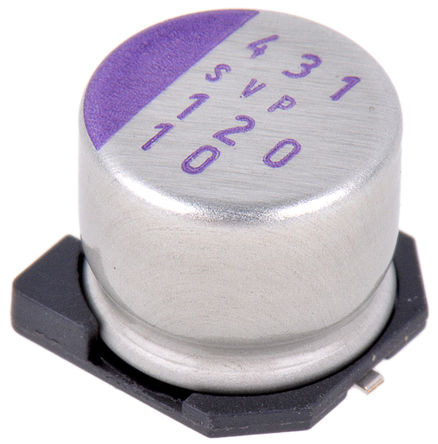 Panasonic - 10SVP120M - Panasonic OS-CON ϵ 10 V ֱ 120F SMD ۺw Xۺ 10SVP120M, 20%ݲ, 35m(ֵ), +105C, E7b		