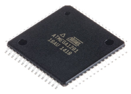 Atmel - ATMEGA1281-16AU - Atmel ATmega ϵ 8 bit AVR MCU ATMEGA1281-16AU, 16MHz, 4 kB128 kB ROM W, 8 kB RAM, TQFP-64		