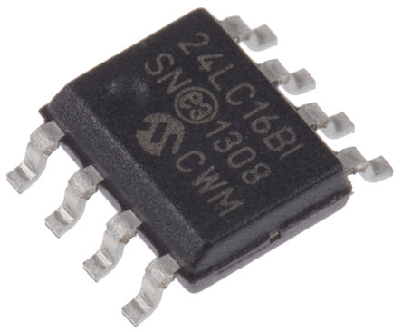 Microchip - 24LC16B-I/SN - Microchip 24LC16B-I/SN  EEPROM 惦, 16kbit,  - I2Cӿ, 900ns, 2.5  5.5 V, 8_ SOICb		