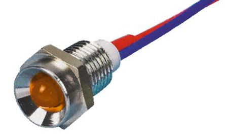 Tranilamp - LMR10/12DC/3 AMBER - Tranilamp LMR10/12DC/3 AMBER 5 mm  ɫ LED ָʾ, Ӷ, 9.5mmb׳ߴ, 12 V ֱ		