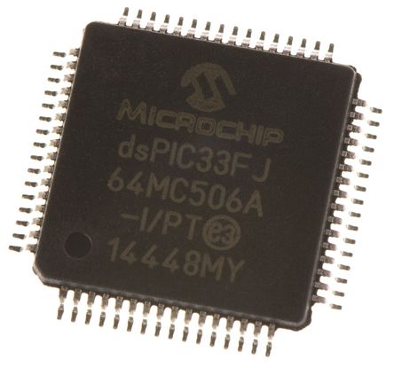 Microchip - dsPIC33FJ64MC506A-I/PT - Microchip dsPIC33F ϵ 16 bit dsPIC MCU dsPIC33FJ64MC506A-I/PT, 40MIPS, 64 kB ROM W, 8 kB RAM, TQFP-64		
