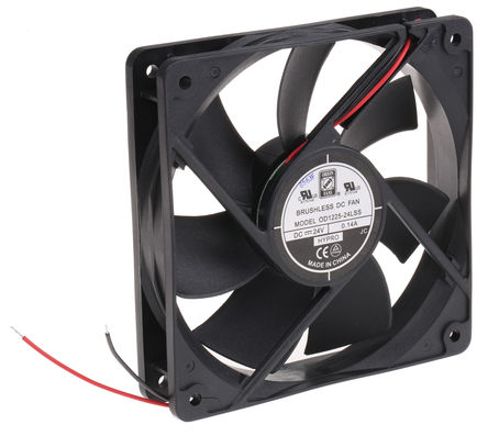 RS Pro - OD1225-24LSS - RS Pro OD1225 ϵ 3W 24 V ֱ SL(fng) OD1225-24LSS, 122m3/h, 1800rpm, 120 x 120 x 25mm		