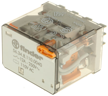 Finder - 56.34.8.110.0040 - Finder 56.34.8.110.0040 4 pS ʽ ]i^, 12 A, 110V ac		