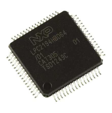 NXP - LPC2194HBD64/01,15 - NXP LPC21 ϵ 16/32 bit ARM7TDMI-S MCU LPC2194HBD64/01,15, 60MHz, 256 kB ROM W, 16 kB RAM, LQFP-64		