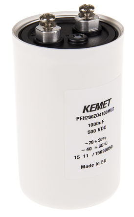 KEMET - PEH200ZO4100MU2 - KEMET PEH200 ϵ 500 V ֱ 1000F ױPb X늽 PEH200ZO4100MU2, 20%ݲ, 130m(ֵ(lin)), +85C,  - ᔽӾӣb		
