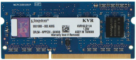 Kingston - KVR16LS11/4 - Kingston 4 GB DDR3 1600MHz X/Pӛ ȴģK KVR16LS11/4, SODIMM		