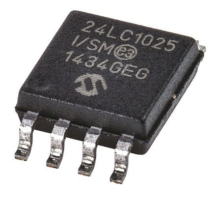 Microchip - 24LC1025-I/SM - Microchip 24LC1025-I/SM  EEPROM 惦, 1Mbit,  - I2Cӿ, 900ns, 2.5  5.5 V, 8_ SOIJb		