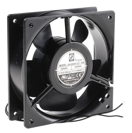 RS Pro - OA109AP-22-1WS - RS Pro OA109 ϵ 15W 230 V  SL(fng) OA109AP-22-1WS, 187m3/h, 3000rpm, 119.5 x 119.5 x 38.5mm		