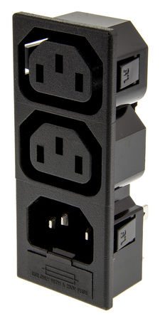 Bulgin - PX0718/2/15/ST - Bulgin Ƕʽ C13, C14 x2 IEC ^ PX0718/2/15/ST, Ӷ˽, ~10A, 250 V 		