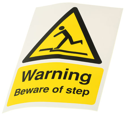 RS Pro - HA21451S - RS Pro HA21451S ɫ ӢZ ϩ ΣU־ “Beware of Step“, 210 x 148mm		