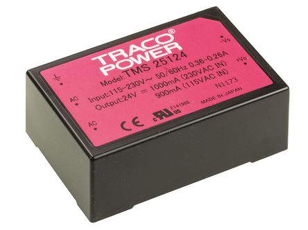 TRACOPOWER - TMS 25124 - TRACOPOWER 25W ݔ Ƕʽ_P(gun)ģʽԴ SMPS TMS 25124, 110  375 V dc, 85  264 V acݔ, 24V dcݔ, 1Aݔ, 78%Ч, ܷb		