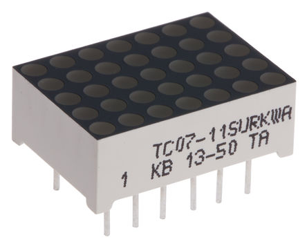 Kingbright - TC07-11SURKWA - Kingbright TC07 ϵ 1ַ  7 x 5c tɫ LED @ʾ TC07-11SURKWA, 90 mcd, 17.6mmַ, ͨװb		